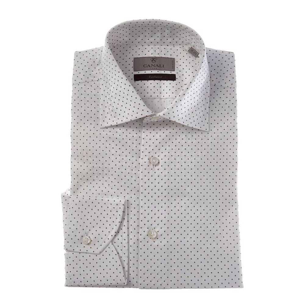 Canali Mens  Dress Shirt, White